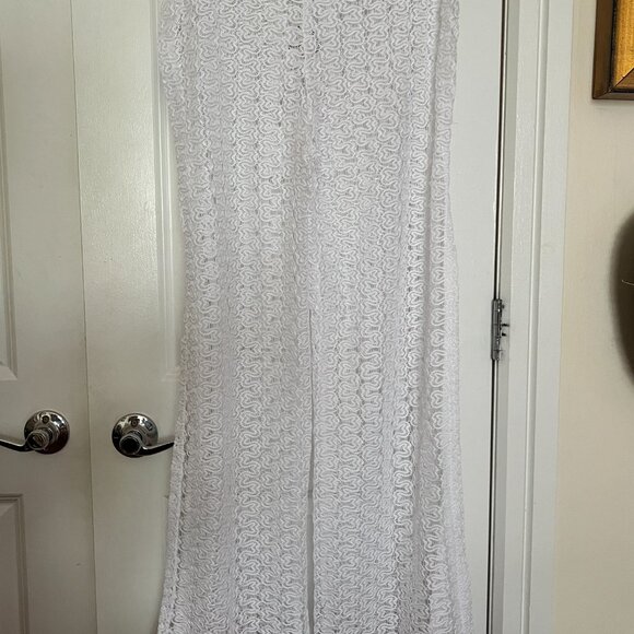 NWT White lace beach cover up pants with side slits size M Never worn - Picture 2 of 4